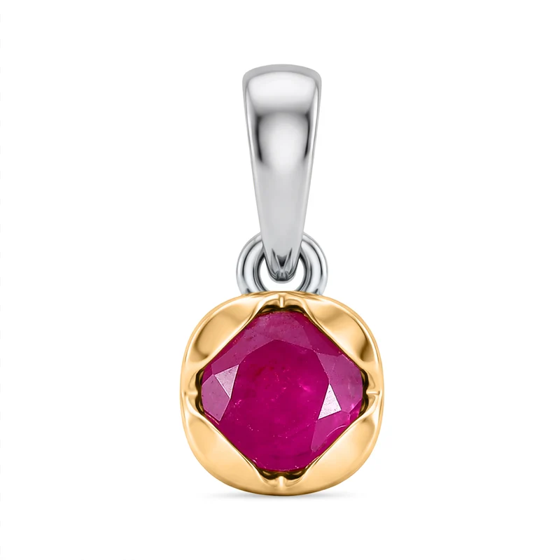 D'Joy Afrikanischer Rubin (Fissure gefüllt) Schmuckset 925 Silber platiniert und vergoldet (Größe 19) ca. 2,28 ct.