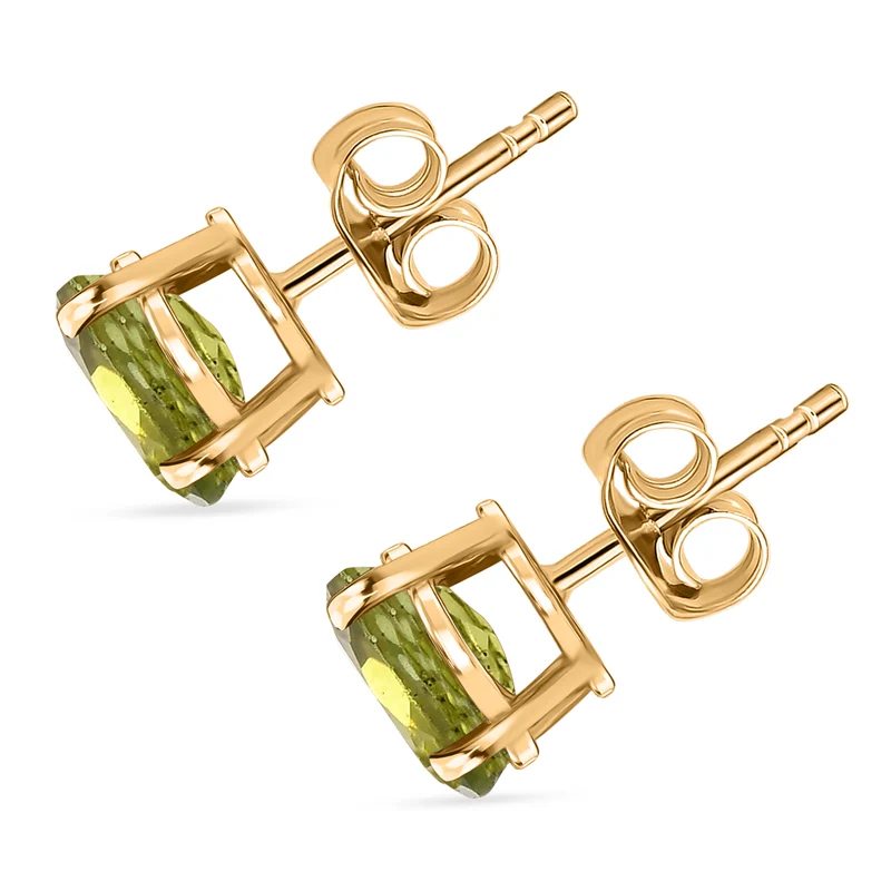 D'Joy Peridot Ohrringe 925 Silber 750 Gelb Vergoldet ca. 2.43 ct