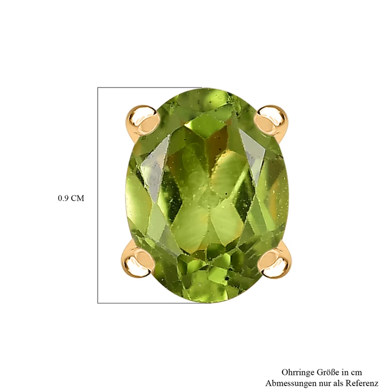 D'Joy Peridot Ohrringe 925 Silber 750 Gelb Vergoldet ca. 2.43 ct