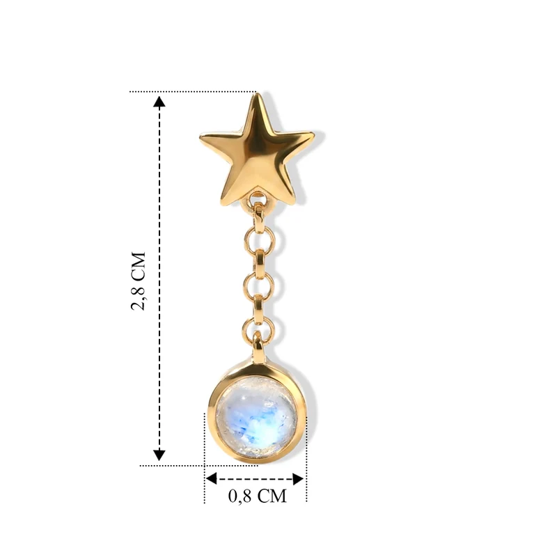D'Joy Regenbogen Mondstein Ohrringe 925 Silber Vergoldet ca. 1.96 ct