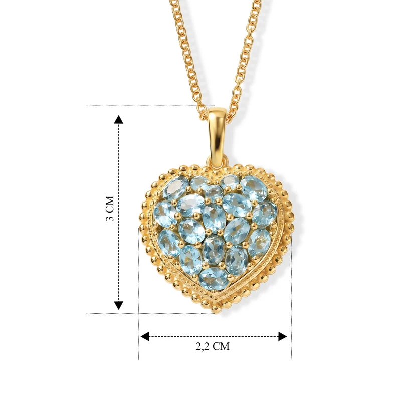 EverTrue natürlicher, äthiopischer Welo Opal Herz Cluster Anhänger mit 50cm Edelstahl Kette, Bronze mit Gelbgold E-Beschichtung - 1,76 ct.