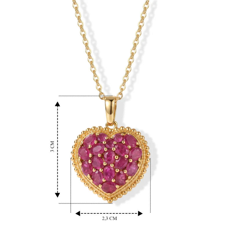EverTrue natürlicher, äthiopischer Welo Opal Herz Cluster Anhänger mit 50cm Edelstahl Kette, Bronze mit Gelbgold E-Beschichtung - 1,76 ct.