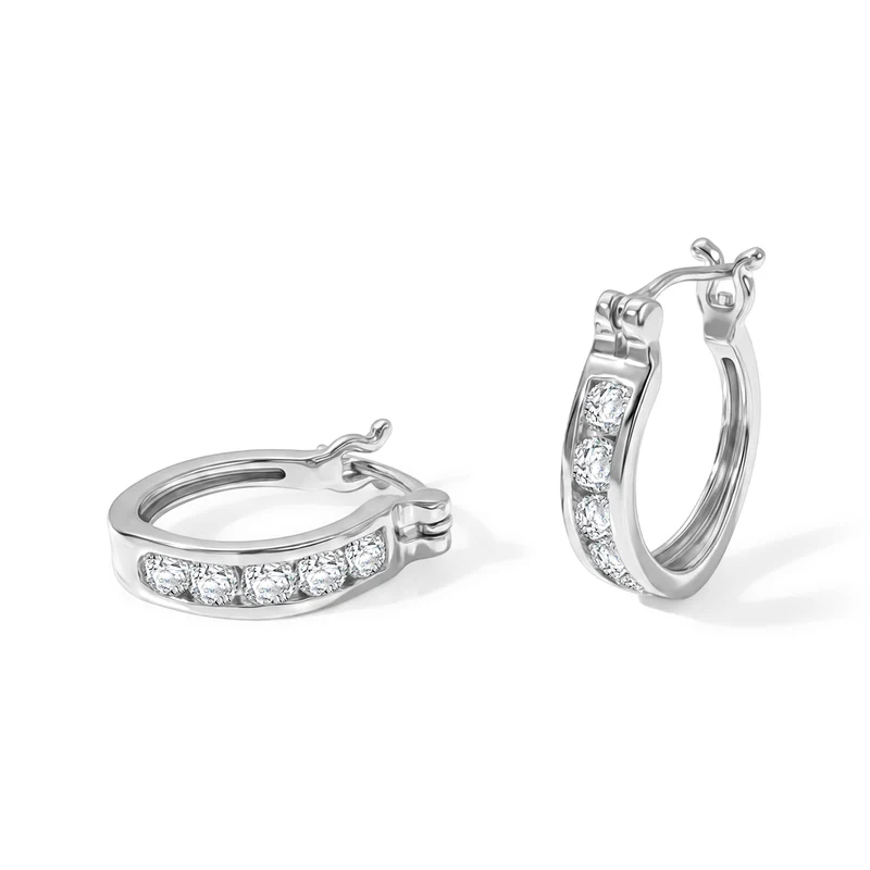 EverTrue weiße Zirkon Ohrringe, 950 Kupfer mit Gelbgold E-Beschichtung - 2,10 ct.