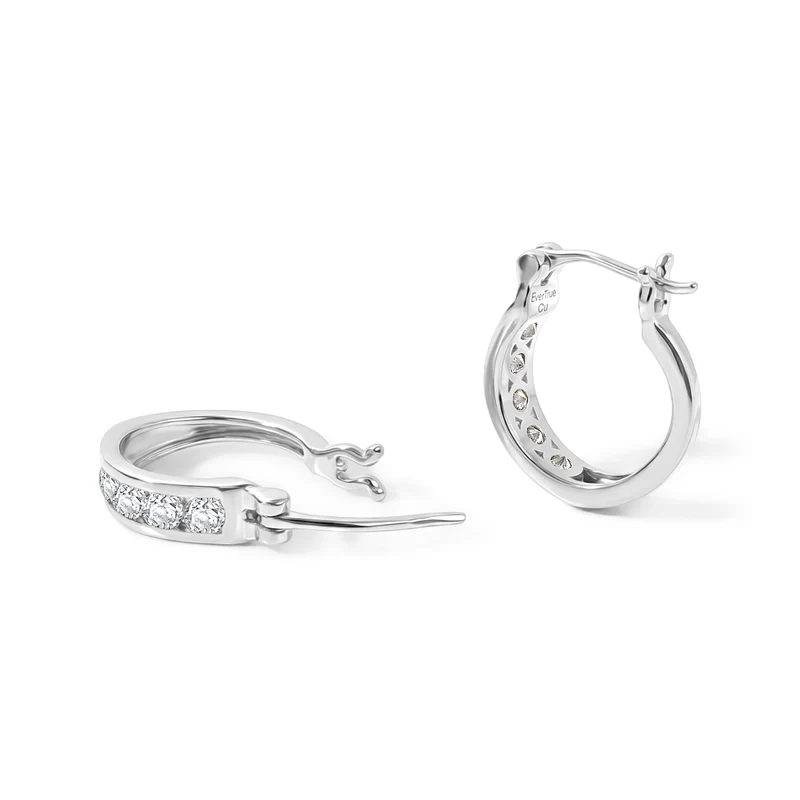 EverTrue weiße Zirkon Ohrringe, 950 Kupfer mit Gelbgold E-Beschichtung - 2,10 ct.