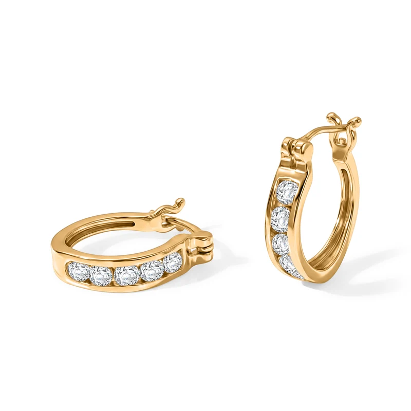 EverTrue weiße Zirkon Ohrringe, 950 Kupfer mit Gelbgold E-Beschichtung - 2,10 ct.