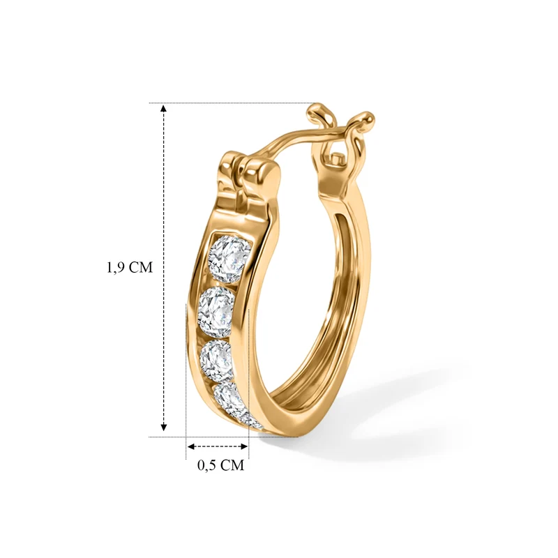 EverTrue weiße Zirkon Ohrringe, 950 Kupfer mit Gelbgold E-Beschichtung - 2,10 ct.