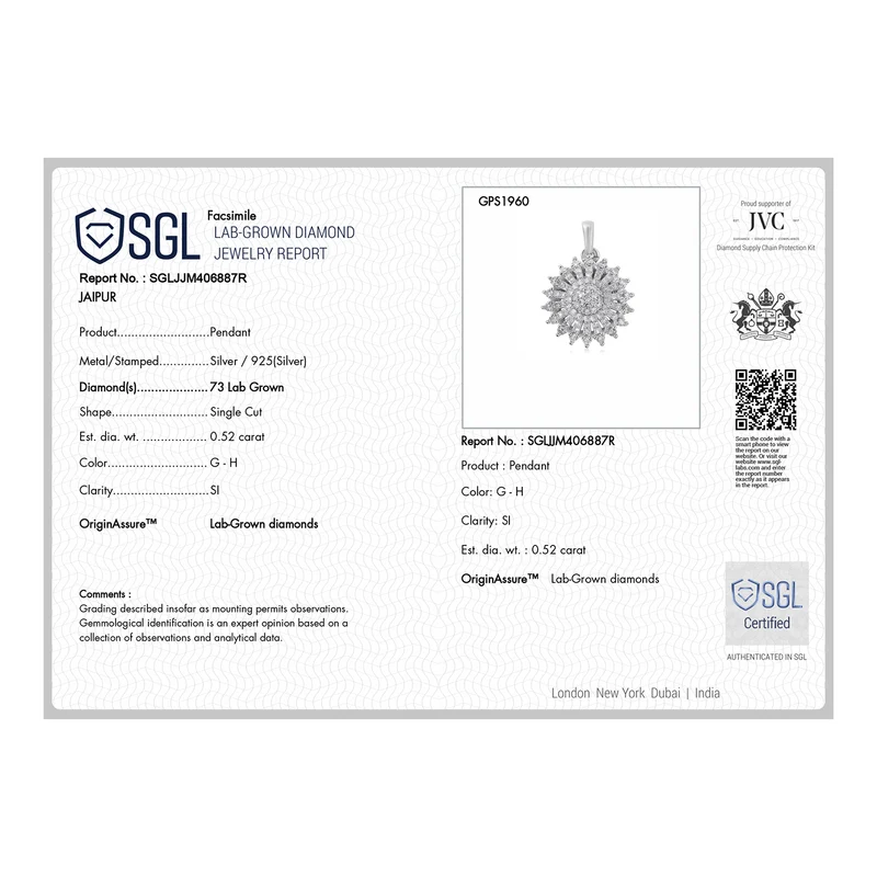 LUXURIANT DIAMOND - Lab Grown Diamant SGL zertifiziert SI-GH Schmuckset ca. 50 cm 925 Silber Rhodiniert ca. 0,53 ct.