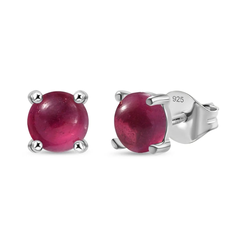 3er Set - D joy Afrikanischer Rubin (Fissure gefüllt) Ring, Ohrringe und Anhänger, 925 Silber rhodiniert (Größe 21.00) ca. 2,54 ct.