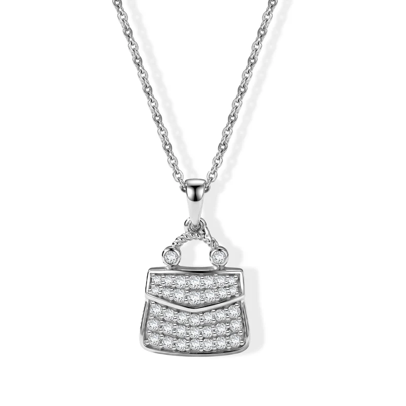 D'Joy Weißer Diamant (IR) Anhänger mit Kette, ca. 50 cm 925 Silber Rhodiniert ca. 0.50 ct