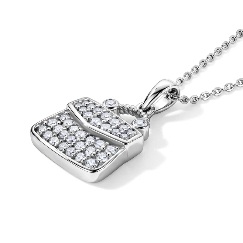 D'Joy Weißer Diamant (IR) Anhänger mit Kette, ca. 50 cm 925 Silber Rhodiniert ca. 0.50 ct