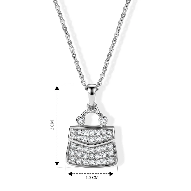 D'Joy Weißer Diamant (IR) Anhänger mit Kette, ca. 50 cm 925 Silber Rhodiniert ca. 0.50 ct