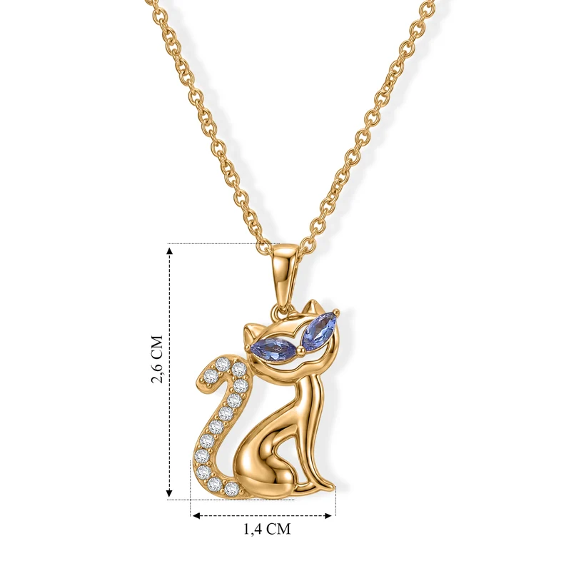 EVER TRUE AA Tansanit, Weißer Zirkon Anhänger mit Kette, ca. 50 cm ca. 0.58 ct
