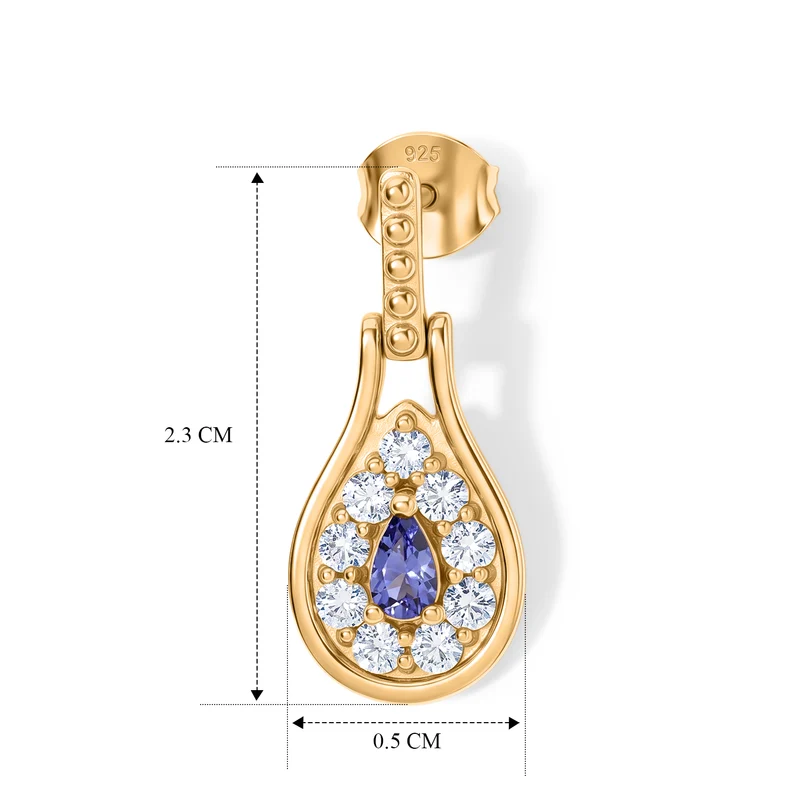 EVER TRUE AA Tansanit, Weißer Zirkon Ohrringe 950 Kupfer ca. 1.68 ct