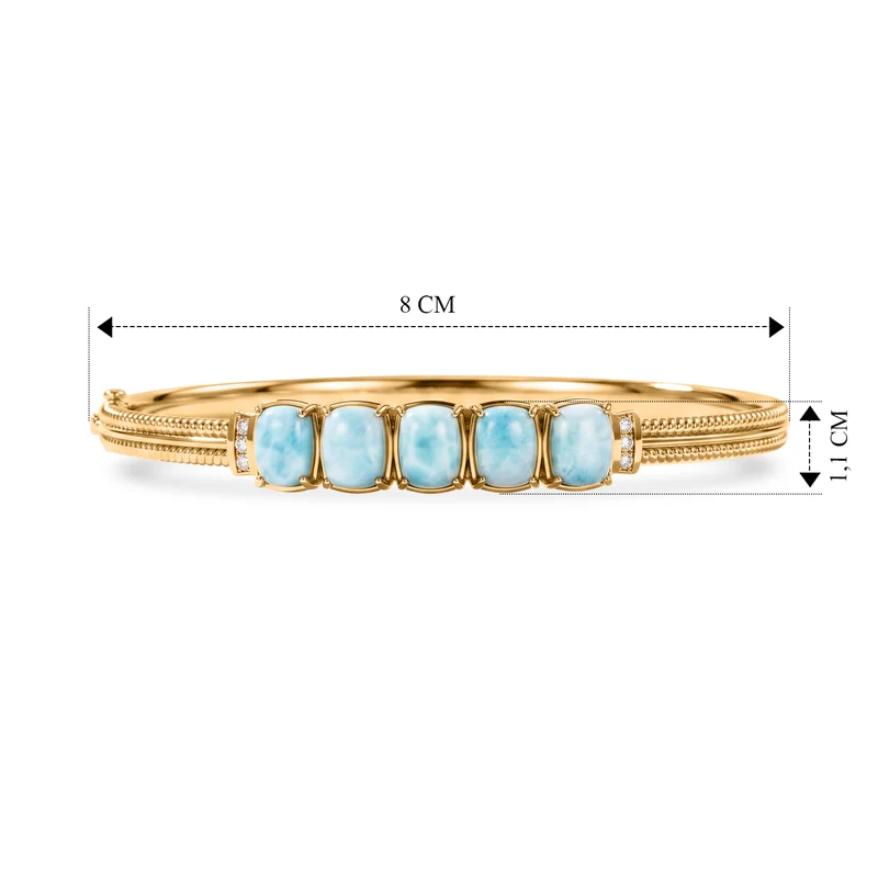 EVER TRUE AA Larimar, Weißer Zirkon Armreif ca. 19 cm Reine Bronze ca. 8,94 ct.