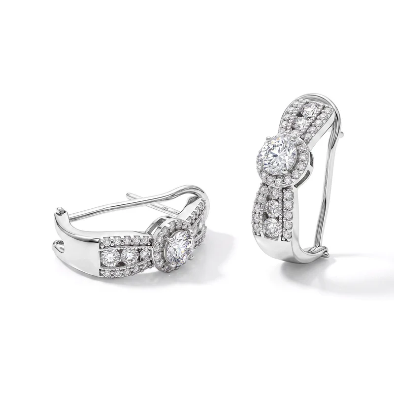 LUXURIANT 2 ct. SGL zertifizierte SI-GH Labor Diamant Ohrringe, 925 Silber rhodiniert