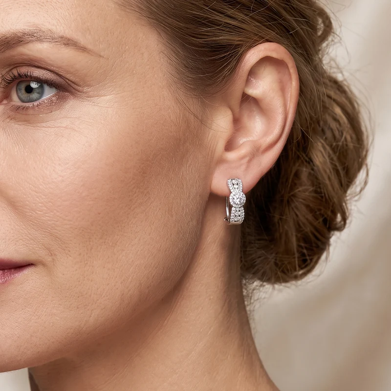 LUXURIANT 2 ct. SGL zertifizierte SI-GH Labor Diamant Ohrringe, 925 Silber rhodiniert