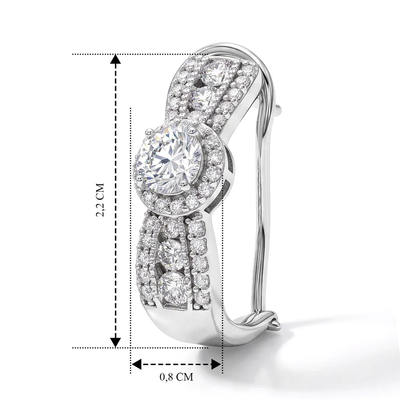 LUXURIANT 2 ct. SGL zertifizierte SI-GH Labor Diamant Ohrringe, 925 Silber rhodiniert