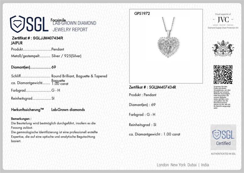 LUXURIANT DIAMOND - Lab Grown Diamant SI-GH Schmuckset ca. 50 cm 925 Silber Rhodiniert ca. 1,04 ct.