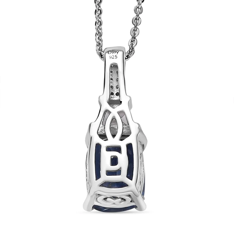 D'Joy AA Natürlicher Kaschmir-Kyanit, Weißer Zirkon Schmuckset ca. 50 cm 925 Silber rhodiniert ca. 3.17 ct
