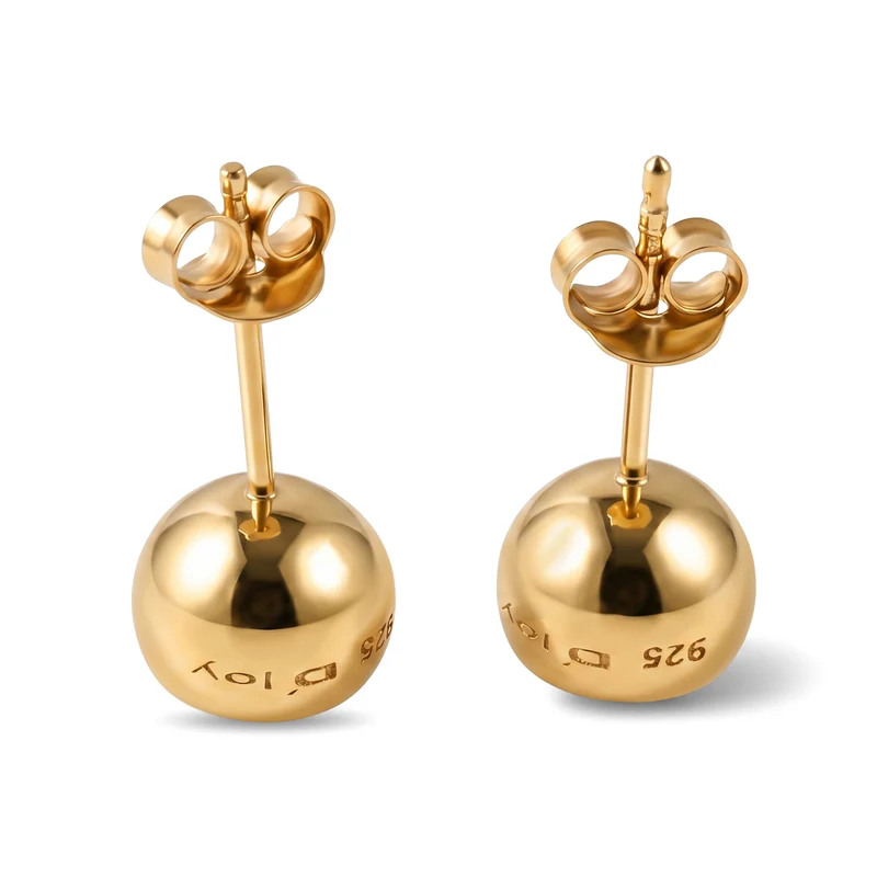 D'Joy Moissanit Solitär Ohrringe, 925 Silber 750 Gelbgold Vermeil - 2 ct.