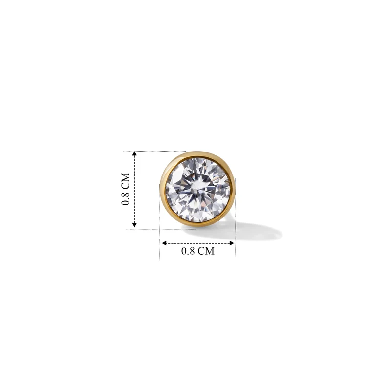 D'Joy Moissanit Solitär Ohrringe, 925 Silber 750 Gelbgold Vermeil - 2 ct.