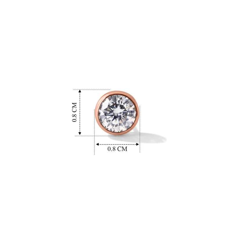 D'Joy Moissanit Solitär Ohrringe, 925 Silber 750 Gelbgold Vermeil - 2 ct.