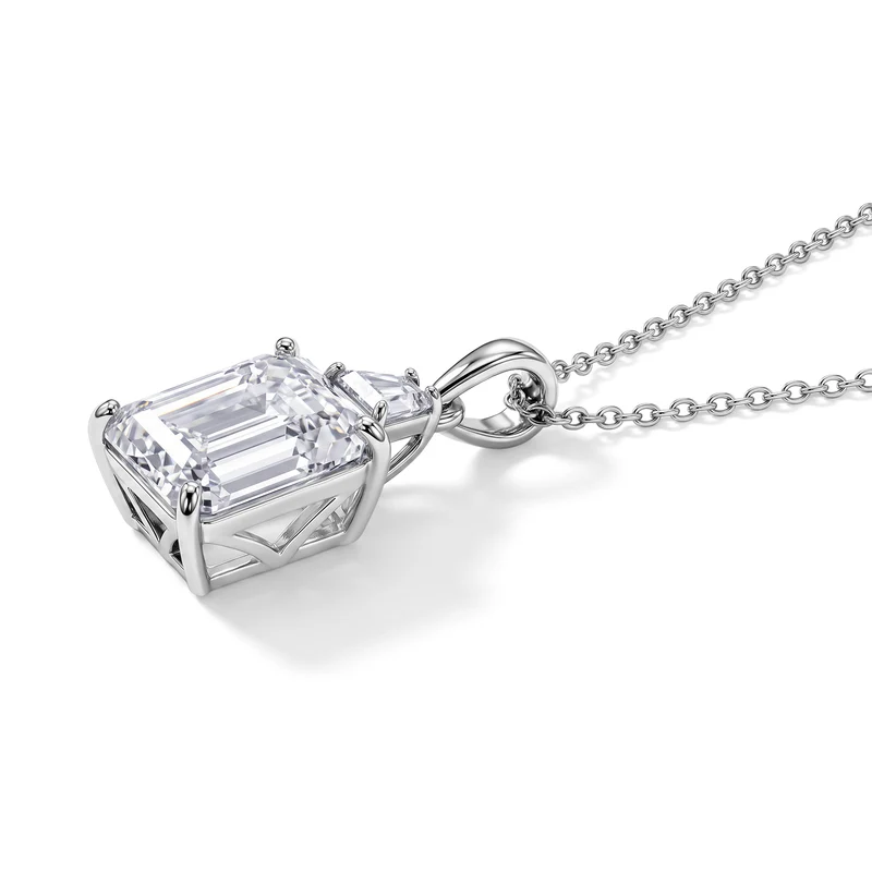 D'Joy Moissanit Anhänger mit 45cm Kette, 925 Silber rhodiniert - 7,17 ct.