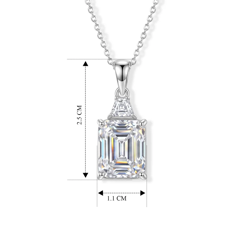 D'Joy Moissanit Anhänger mit 45cm Kette, 925 Silber rhodiniert - 7,17 ct.