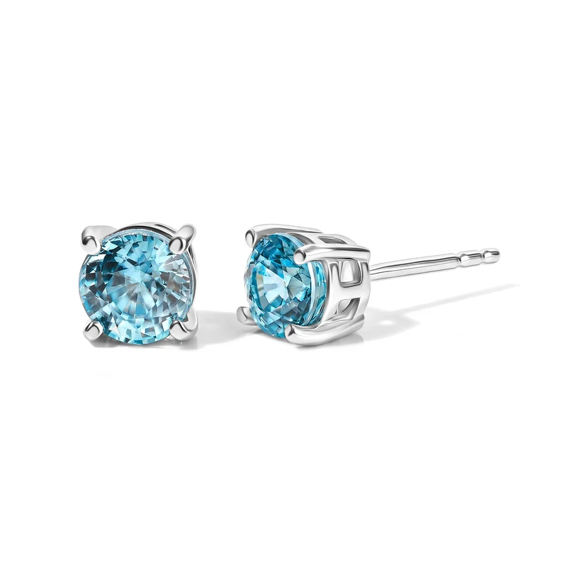 EverTrue AA blaue Zirkon Solitär Ohrringe, Bronze mit Gelbgold E-Beschichtung - 2,16 ct.