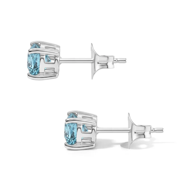 EverTrue AA blaue Zirkon Solitär Ohrringe, Bronze mit Gelbgold E-Beschichtung - 2,16 ct.