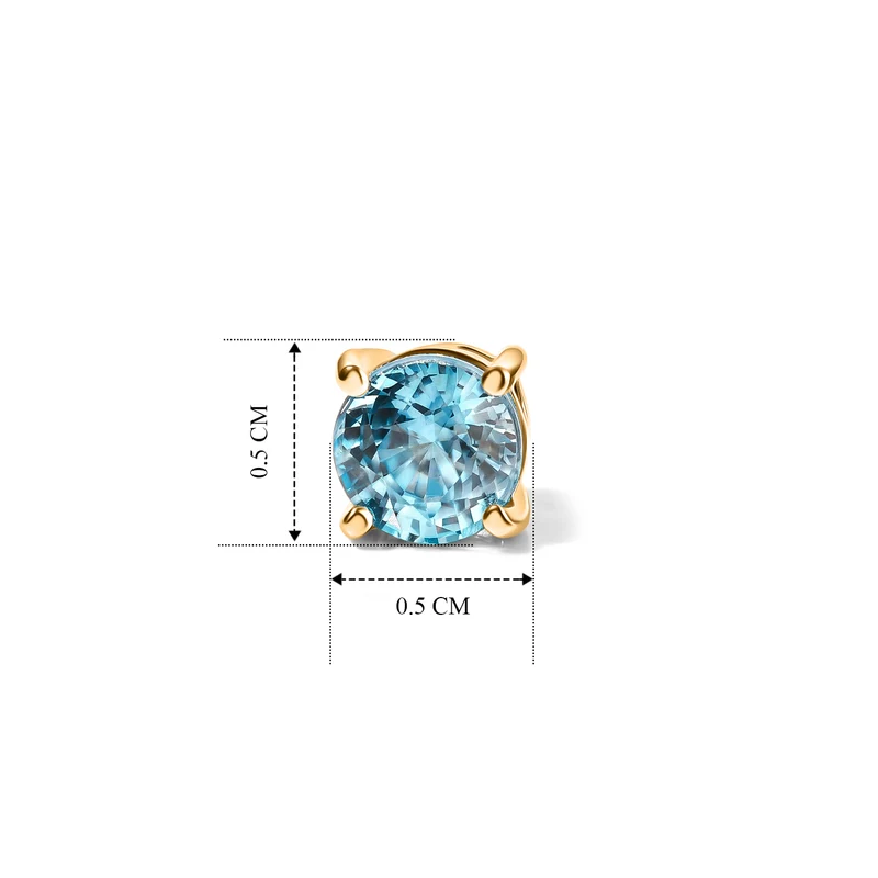EverTrue AA blaue Zirkon Solitär Ohrringe, Bronze mit Gelbgold E-Beschichtung - 2,16 ct.
