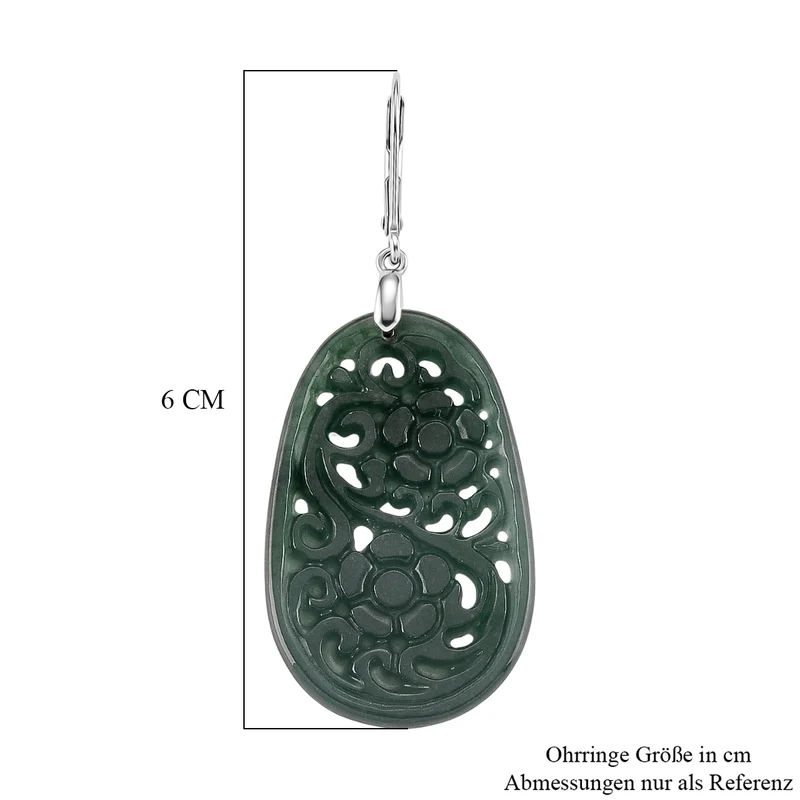 D'Joy Natürlicher Olmek Jadeit Ohrringe 925 Silber Rhodiniert ca. 35.00 ct