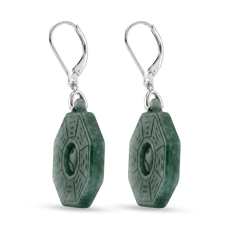 D'Joy Natürlicher Olmek Jadeit Ohrringe 925 Silber Rhodiniert ca. 43.00 ct