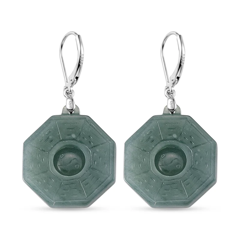 D'Joy Natürlicher Olmek Jadeit Ohrringe 925 Silber Rhodiniert ca. 43.00 ct
