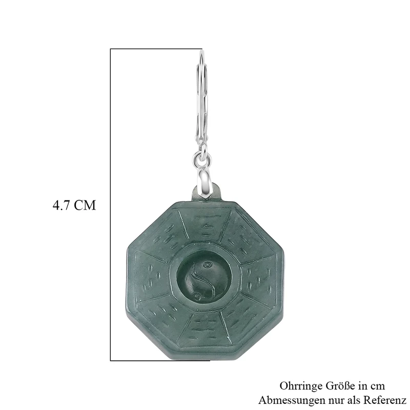 D'Joy Natürlicher Olmek Jadeit Ohrringe 925 Silber Rhodiniert ca. 43.00 ct