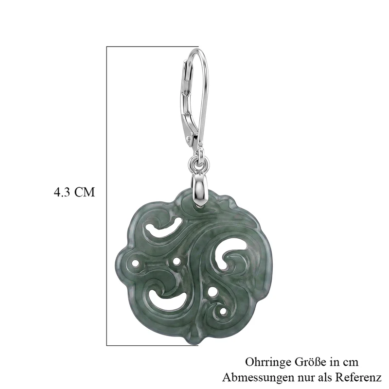 D'Joy Natürlicher Olmek Jadeit Ohrringe 925 Silber Rhodiniert ca. 15.00 ct