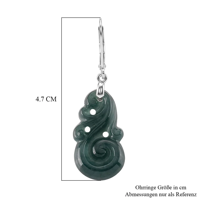 D'Joy Natürlicher Olmek Jadeit Ohrringe 925 Silber Rhodiniert ca. 10.00 ct