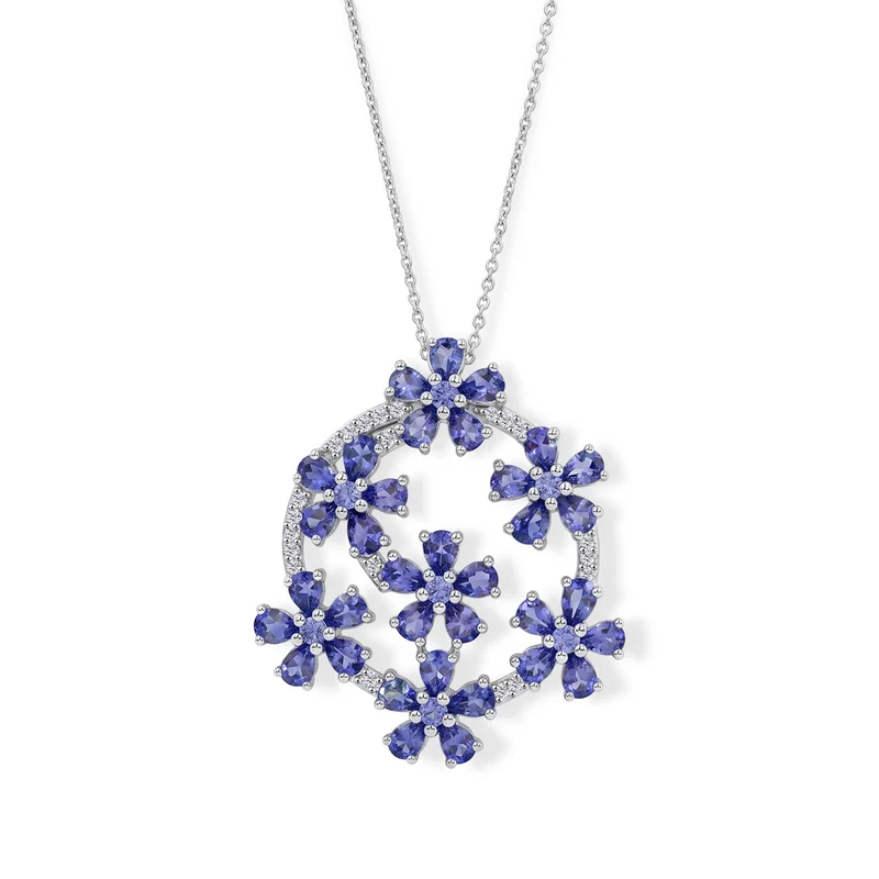 D'Joy Tansanit Schmuckset ca. 50 cm 925 Silber Rhodiniert ca. 6.01 ct