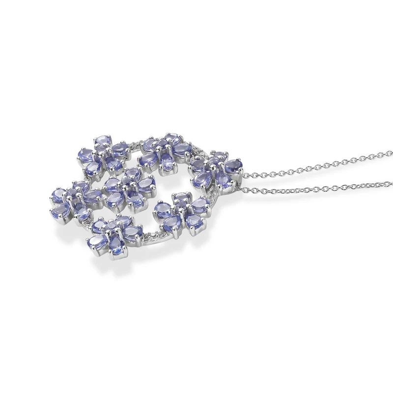 D'Joy Tansanit Schmuckset ca. 50 cm 925 Silber Rhodiniert ca. 6.01 ct