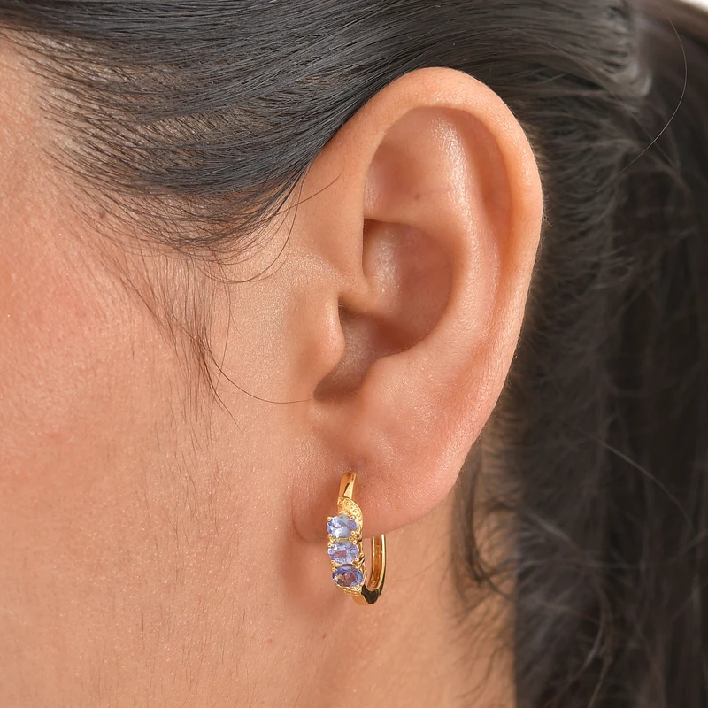 EverTrue AA natürliche, äthiopische Welo Opal Trilogie Ohrringe, Messing mit Gelbgold E-Beschichtung - 0,65 ct.