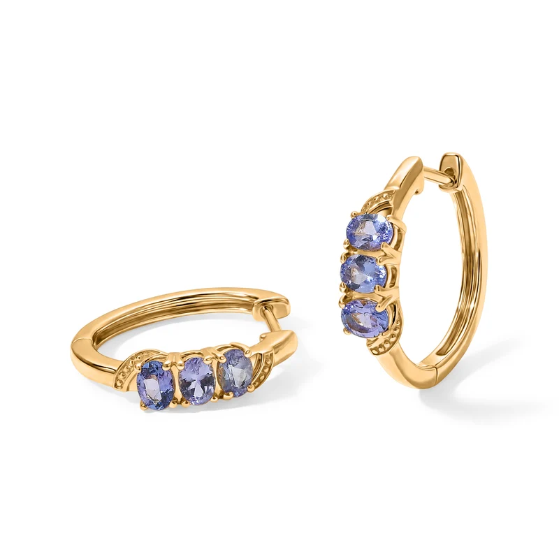 EverTrue AA natürliche, äthiopische Welo Opal Trilogie Ohrringe, Messing mit Gelbgold E-Beschichtung - 0,65 ct.