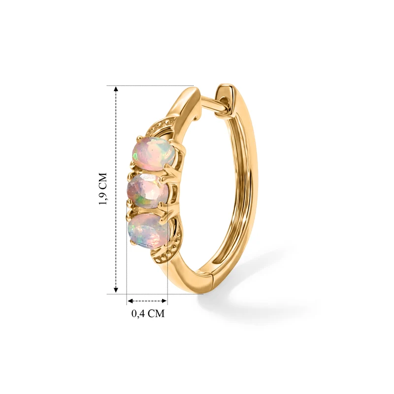 EverTrue AA natürliche, äthiopische Welo Opal Trilogie Ohrringe, Messing mit Gelbgold E-Beschichtung - 0,65 ct.