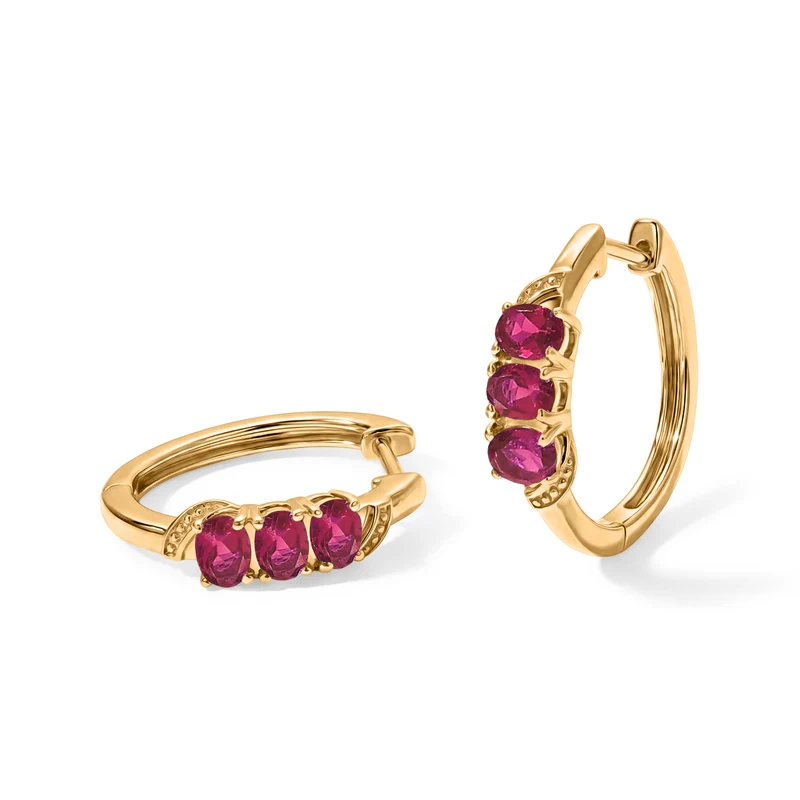 EverTrue AA natürliche, äthiopische Welo Opal Trilogie Ohrringe, Messing mit Gelbgold E-Beschichtung - 0,65 ct.
