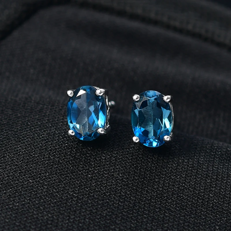 D'Joy London Blau Topas Ohrringe, 925 Silber rhodiniert - 1,88 ct.