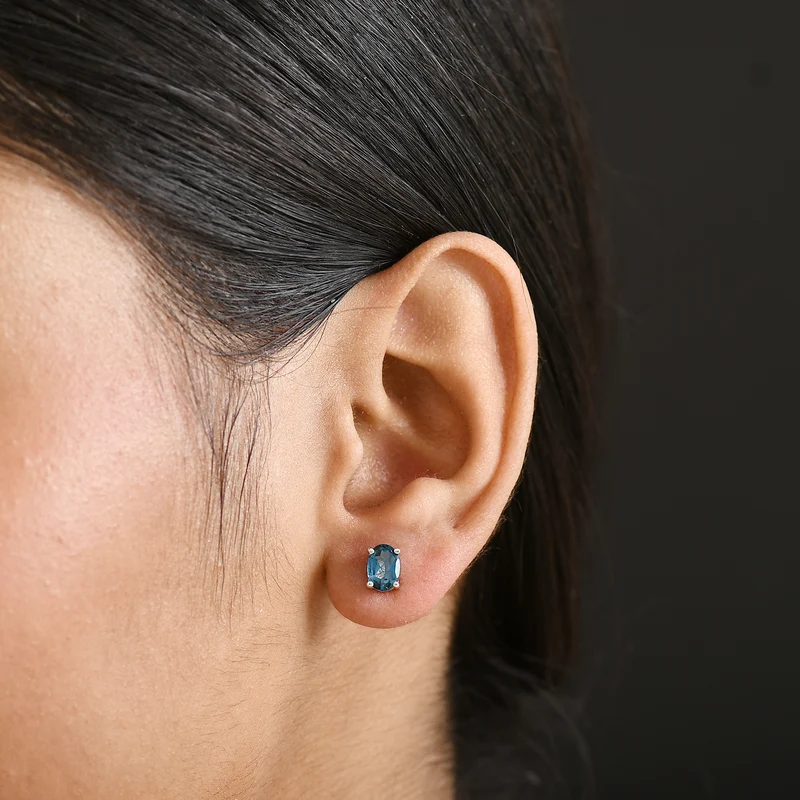 D'Joy London Blau Topas Ohrringe, 925 Silber rhodiniert - 1,88 ct.