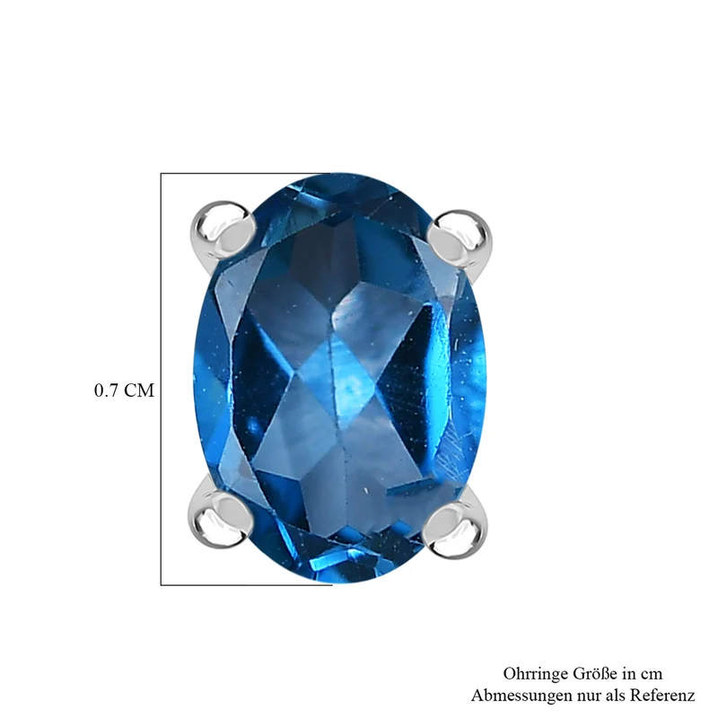 D'Joy London Blau Topas Ohrringe, 925 Silber rhodiniert - 1,88 ct.