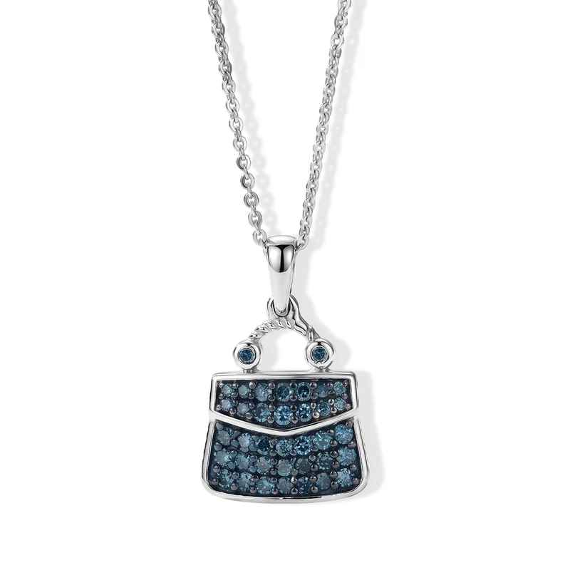 D'Joy Blauer Diamant (IR) Anhänger mit Kette, ca. 50 cm 925 Silber Rhodiniert ca. 0.50 ct