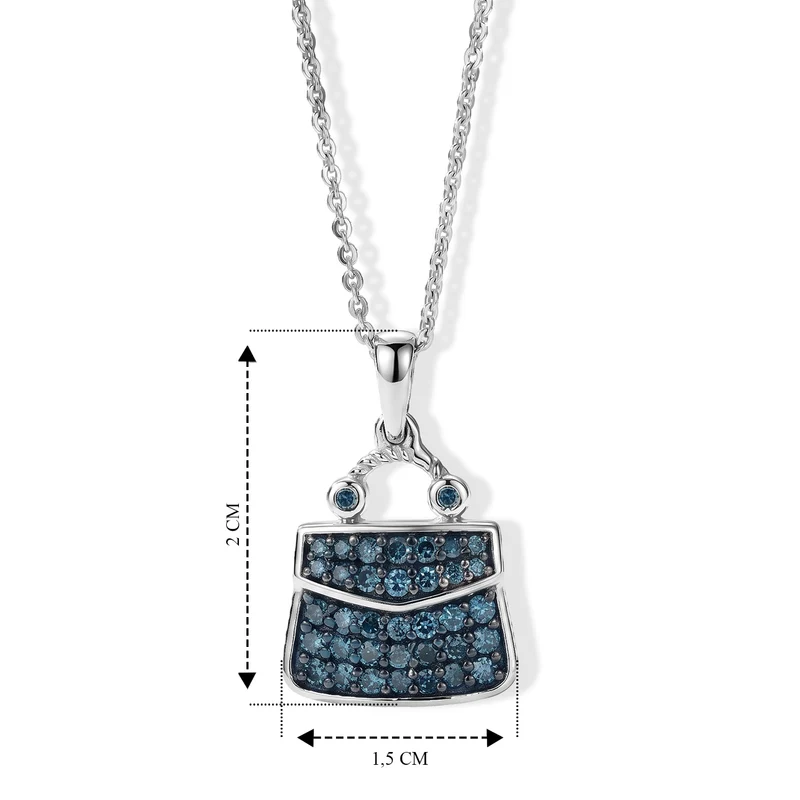 D'Joy Blauer Diamant (IR) Anhänger mit Kette, ca. 50 cm 925 Silber Rhodiniert ca. 0.50 ct
