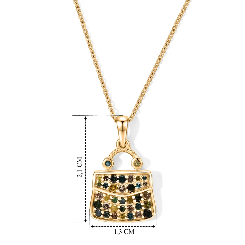 D'Joy Blauer Diamant, Gelber Diamant (IR) Anhänger mit Kette, ca. 50 cm 925 Silber 750 Gelbgold vermeil ca. 0.47 ct