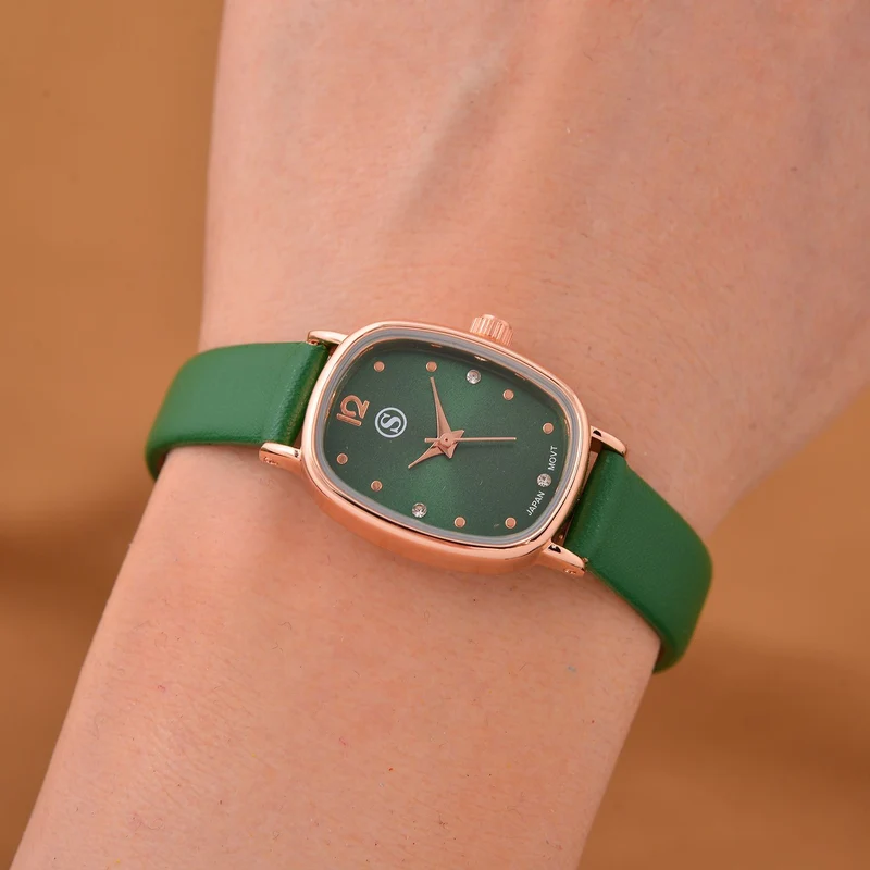 STRADA PC21S Uhr mit Japanischem Uhrwerk, Roségoldfarbenem Gehäuse und Kaffeebraunem PU-Armband